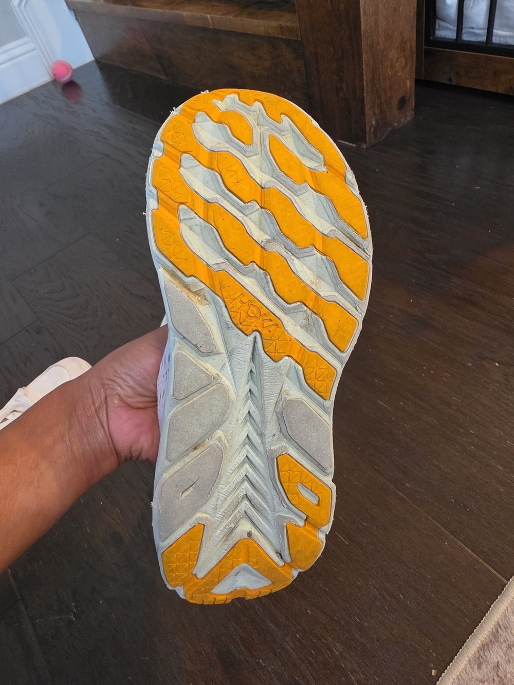 Hoka Athletic Running Shoes in White & Orange - Picture 6 of 8
